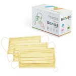 Маска медицинская одноразовая, 100 шт 3-х слойная на резинках Сенс желтая 2400003675805